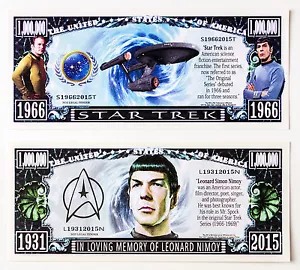 Set of 2 diff. US fantasy paper money Star Trek - Picture 1 of 2