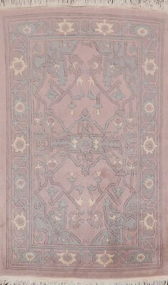 Vegetable Dye Geometric Nepalese Oriental Area Rug Wool Hand-knotted 4x6 Carpet - Image 1 of 4