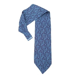 BEAUTIFUL Blue Geometric Silk ASCOT CRAVAT 36"/ 5" EC - Picture 1 of 2