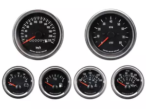 MOTOR METER RACING VD 6 Gauge Set Mechanical Speedometer KMH °C BAR 85mm 52mm - Foto 1 di 8