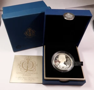 1952-2012 - UK 5 Pound Silver Queens Diamond Jubilee Proof w/ Box & COA #44098Q - Picture 1 of 5
