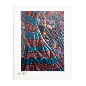Native w Curtain Poster Limited Art Print Signed Numbered 42 of 500, 8.5 x 11 in - Picture 1 of 6