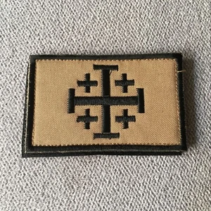 Embroidered Jerusalem Cross Crusader JIHAD Back Fastener Badge Hook Loop Patch - Picture 1 of 4