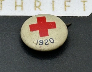 Rare HTF 1920 Tiny 1 Inch Red Cross Button Pin Made In America Art Works Ohio - Picture 1 of 2