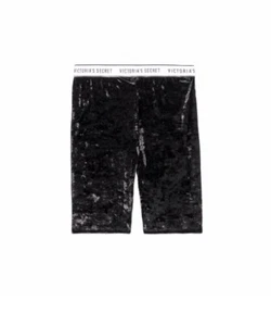New Victoria's Secret Logo Crushed Velvet Black Bike Short S - Picture 1 of 8