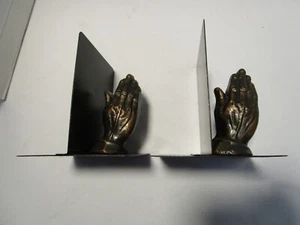 Antik Metall Spelter betende Hände Paar Buchstützen rutschfest Metall 1930’s Vintage - Bild 1 von 9