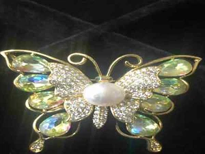 Alfileres y broches mariposa perlas naturales regalo día de la madre chapado en oro 18k - Imagen 1 de 3