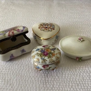 Lot of 4 Vintage Porcelain Trinket Boxes England, Spain, Napcoware, Galo's - Picture 1 of 15