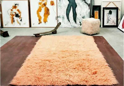 SUPER THICK 3X5 PEACH FLOKATI RUG | LONG 3.5" PILE | GREEK AREA RUG - Image 1 of 4