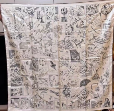2025 Sallys 18 Momme Twill Silk Wrap Scarf Stamps Print Double Face Shawl 35" - Image 1 of 4