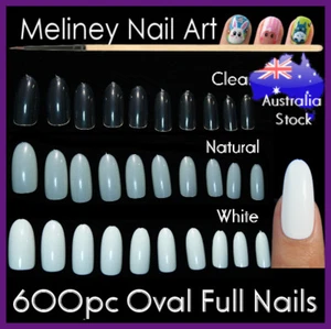 600 piezas Cubierta completa ovalada puntas de uñas redondas gel falso arte manicura larga meliney - Imagen 1 de 8