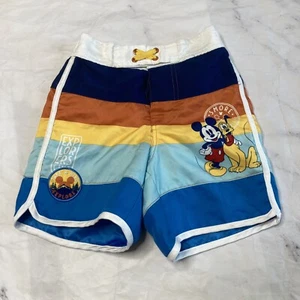 Disney Parks Swim Trunks Boys Size 4 Mickey Mouse Striped Bottom Swimming C101 - Picture 1 of 6