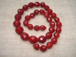 Perles Anciennes en Verre Facetté Rouge - Imagen 1 de 7