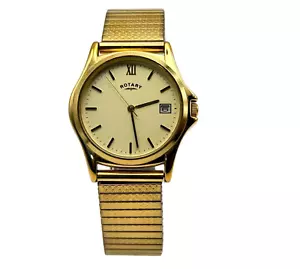 Rotary Men's Classic Gold Tone Watch Ref. 10522 – Stainless Steel Strap – Date - Picture 1 of 4
