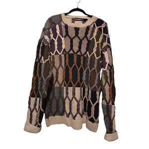 Bachrach 3D Knit Sweater Mens XLG Rope 90’s Y2K Retro Grandpa Grunge Wool Silk - Picture 1 of 12
