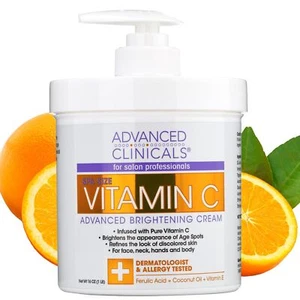 Advanced Clinicals Vitamin C Body Cream 16 Ounce Anti Aging Moisturizer - Picture 1 of 9