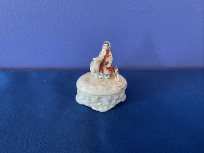 Antigua caja de carenado de porcelana alemana Conta Boehme Caperucita Roja, nota de 3" Foto 1 de 4