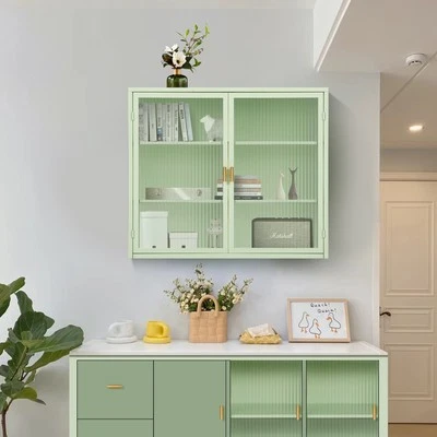 Modern Wall Cabinet: 27.56" Glass Doors - Image 1 of 4