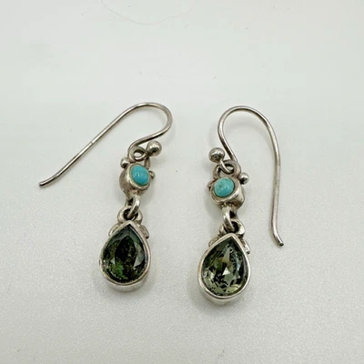 Barse Vintage Dangle Earrings Teardrop Sterling Silver Gemstones - Image 1 of 4