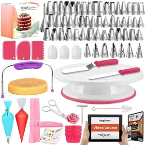 Kit de decoración de pasteles de 200 piezas con tocadiscos y nivelador para pasteles, suministros para hornear regalo... - Imagen 1 de 9