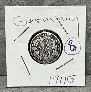 1911 G Germany 1/2 Mark German Empire Silver Coin - Picture 1 of 2
