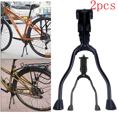 Soporte lateral de doble pierna para bicicleta Soporte para bicicleta Centro de resorte Negro 2X Foto 1 de 4