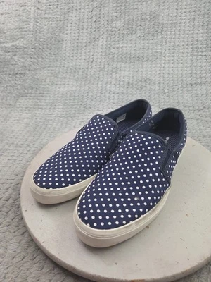 Lacoste Slip On Sneakers Womens Size 10 Blue White Polka Dot Canvas Casual Shoes - Image 1 of 4