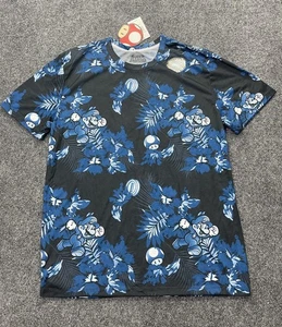 Camiseta retro Nintendo Super Mario 2016 adulto mediana azul hawaiano estampado floral - Imagen 1 de 8