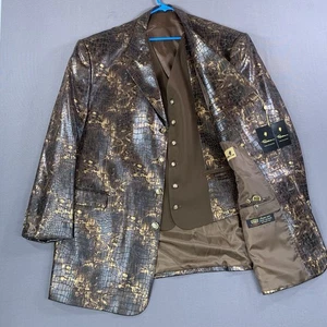 Blazer e gilet Falcone uomo 56R marrone stampa caimano flex elasticizzato classico anni 100 nuovo - Foto 1 di 23