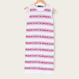Love Moschino ärmelloses Kleid Abito Logo Streifen Größe 6 neu mit Etikett - Bild 1 von 15