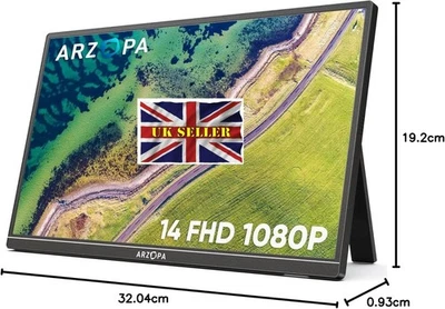 ARZOPA Portable Monitor, 14.0" 1920×1080 FHD IPS Mini HDMI/USB C PC/Mac/Xbox - Image 1 of 4