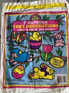 NOS Vtg 90s Set of 7 Plastic Spinning Eggs  Tree Decorations Easter Sun Hill NEW - Picture 1 of 2