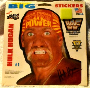 HULK HOGAN - WWF WRESTLING REALLY BIG STICKERS MELLO SMELLO 1991 - OUT OF PRINT - Picture 1 of 2
