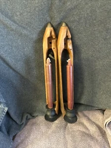 Two Vintage 19.5" Textile Weaver's Loom Boat Shuttle Candle Holders Wall Sconces - Picture 1 of 9