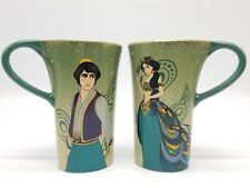 Disney Store ALADDIN Art of Jasmine & Aladdin Ceramic Coffee Mug Set 2015 Clean