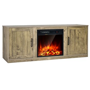 Fireplace 58" TV Stand Entertainment Console W/ 18" Electric Fireplace - Picture 1 of 8