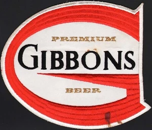 Vintage uniform patch GIBBONS Premium Beer die cut large size new old stock - Picture 1 of 2
