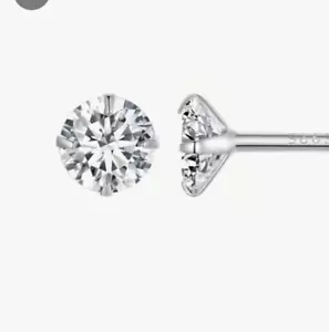 See Photos. .40 TW Real (Natural) Round Diamond Earrings set in Sterling Silver. - Picture 1 of 2