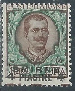 1909-11 LEVANTE SMIRNE 4 PI SU 1 LIRA VARIET� MH * - I42-9 - Imagen 1 de 1