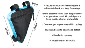 E Bike Bicycle Triangle Frame Bag Blue Black Keys Phone Storage - Bild 1 von 4