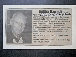 Charlie Bubba Harris - Autograph on Newspaper Article - index card - Athletics