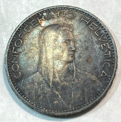 1923-B Switzerland 5 Francs Choice Original AU Nice Patina KM-37 CHN - Image 1 of 2
