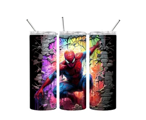 Spider-Man themed 20oz insulated tumbler with box, lid and straw - Picture 1 of 3