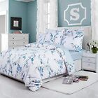 Blossom Floral Birds Duvet Cover Queen Size 100% Egyption 3Pc-Queen Blue