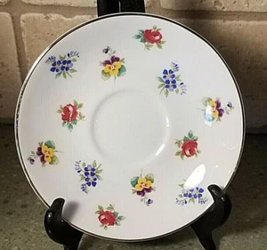 6 Set Teacup SAUCERS ONLY Crown Staffordshire England Mixed Small Flowers Pansy - Picture 1 of 3