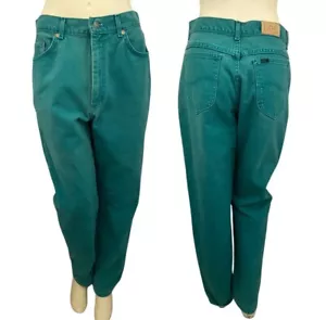 Vintage 1980s 1990s Lee Duck Green Loose Mom Relaxed Fit Straight Leg Jeans - Picture 1 of 22