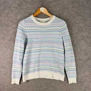 Boden Louise Fair Isle Jumper Womens Size UK Medium White Blue Wool Cashmere - Picture 1 of 8