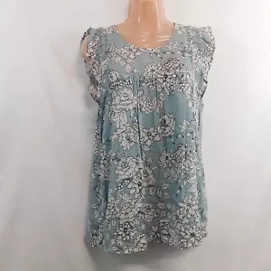 Pleione Top Blouse Shirt Women Size S Blue Floral - Picture 1 of 11