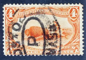 US Sc 287 Orange 4¢ 1898 Black BOSTON MASS Oval Parcel Cancel - Picture 1 of 1