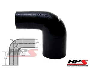 HPS 1" - 1.75" 25mm - 45mm 4-Ply Silicone 90 Degree Elbow Reducer Hose BLACK - Foto 1 di 1